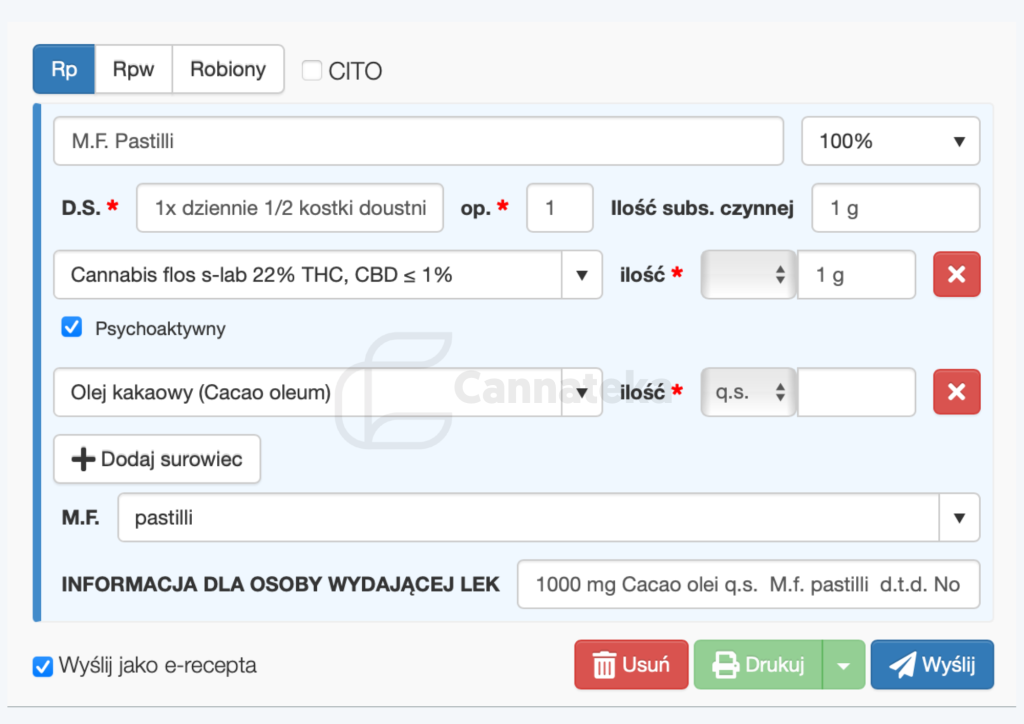 instrukcja wystawiania recepty thc