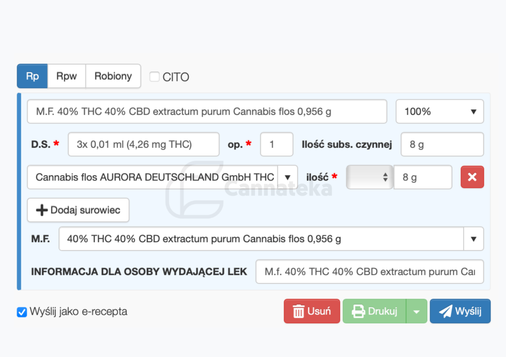 ekstrakt vape pen 40% THC 40% CBD